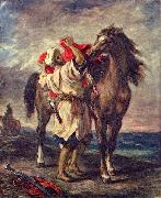 Marokkaner beim Satteln seines Pferdes Eugene Delacroix